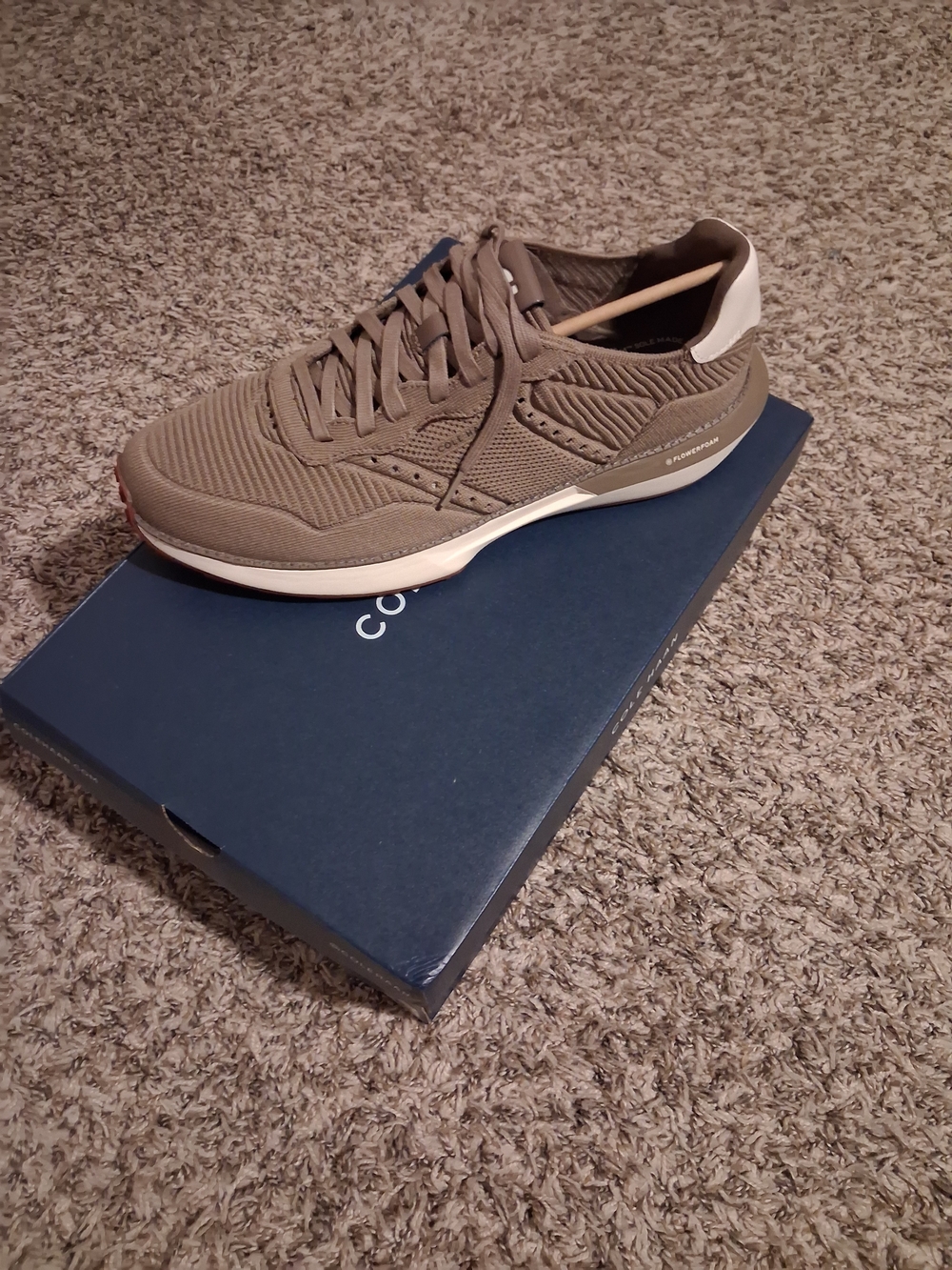 Cole Haan Ashland Stitch Men’s Knit Sneaker in Irish Coffee with White Heel